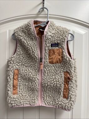 EUC Patagonia Kids Retro X Vest in pink and natural size 2T
